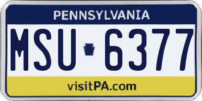 PA license plate MSU6377