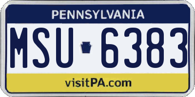 PA license plate MSU6383