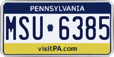PA license plate MSU6385