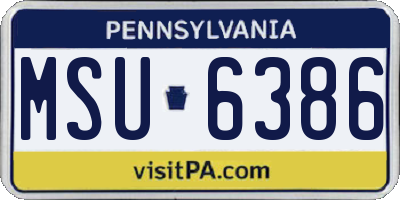 PA license plate MSU6386