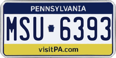 PA license plate MSU6393