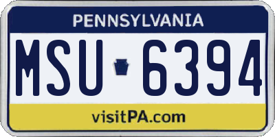 PA license plate MSU6394