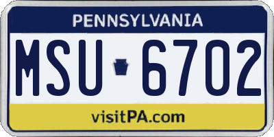 PA license plate MSU6702