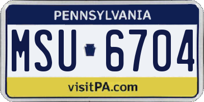 PA license plate MSU6704