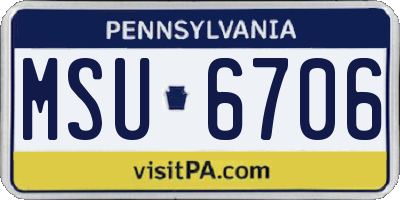 PA license plate MSU6706