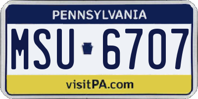 PA license plate MSU6707