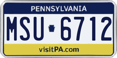 PA license plate MSU6712