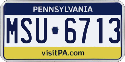PA license plate MSU6713