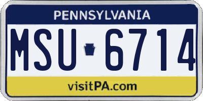 PA license plate MSU6714