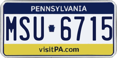 PA license plate MSU6715