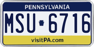 PA license plate MSU6716
