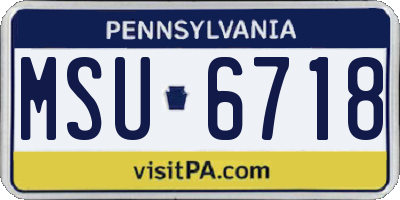 PA license plate MSU6718
