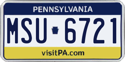 PA license plate MSU6721
