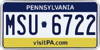 PA license plate MSU6722