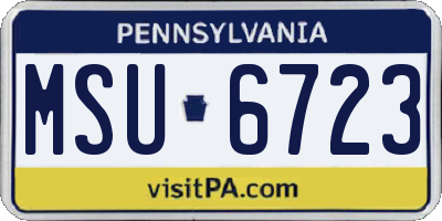PA license plate MSU6723