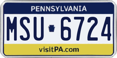 PA license plate MSU6724