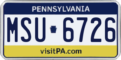 PA license plate MSU6726