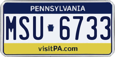 PA license plate MSU6733