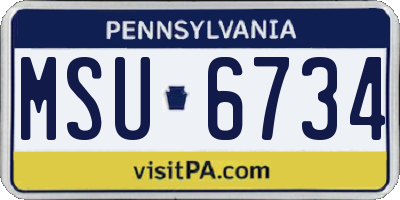 PA license plate MSU6734