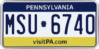 PA license plate MSU6740