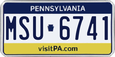 PA license plate MSU6741