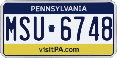 PA license plate MSU6748