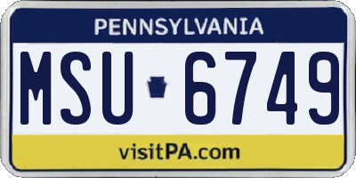PA license plate MSU6749