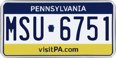 PA license plate MSU6751
