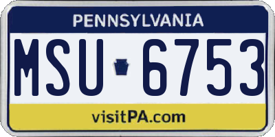 PA license plate MSU6753