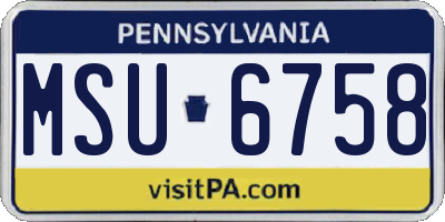 PA license plate MSU6758