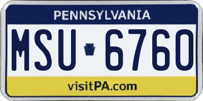 PA license plate MSU6760