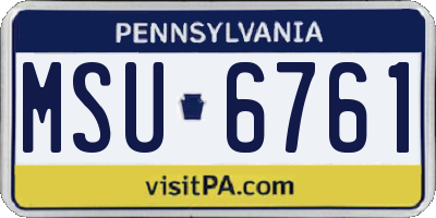 PA license plate MSU6761