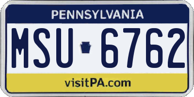 PA license plate MSU6762