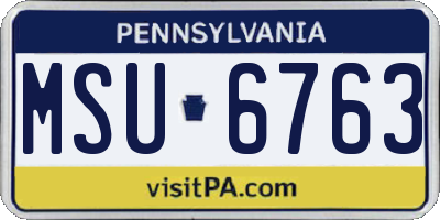 PA license plate MSU6763