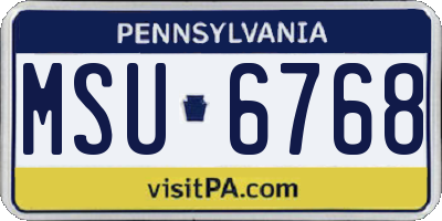 PA license plate MSU6768