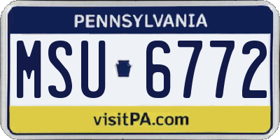 PA license plate MSU6772