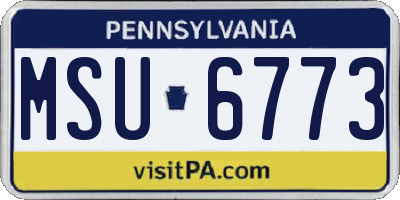 PA license plate MSU6773