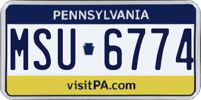 PA license plate MSU6774