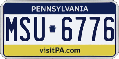 PA license plate MSU6776