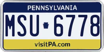 PA license plate MSU6778