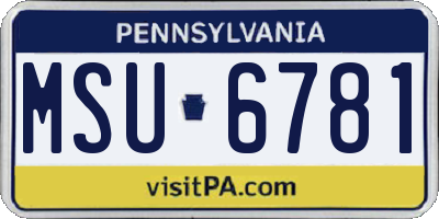 PA license plate MSU6781