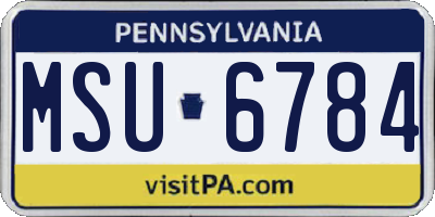PA license plate MSU6784