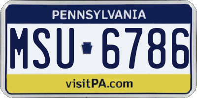 PA license plate MSU6786