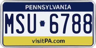 PA license plate MSU6788