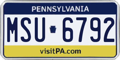 PA license plate MSU6792