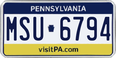 PA license plate MSU6794
