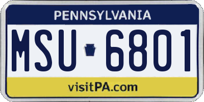 PA license plate MSU6801