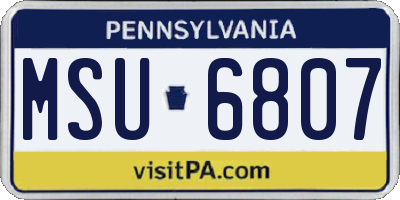 PA license plate MSU6807