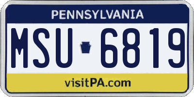 PA license plate MSU6819