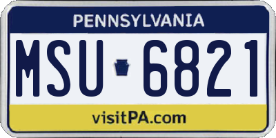 PA license plate MSU6821